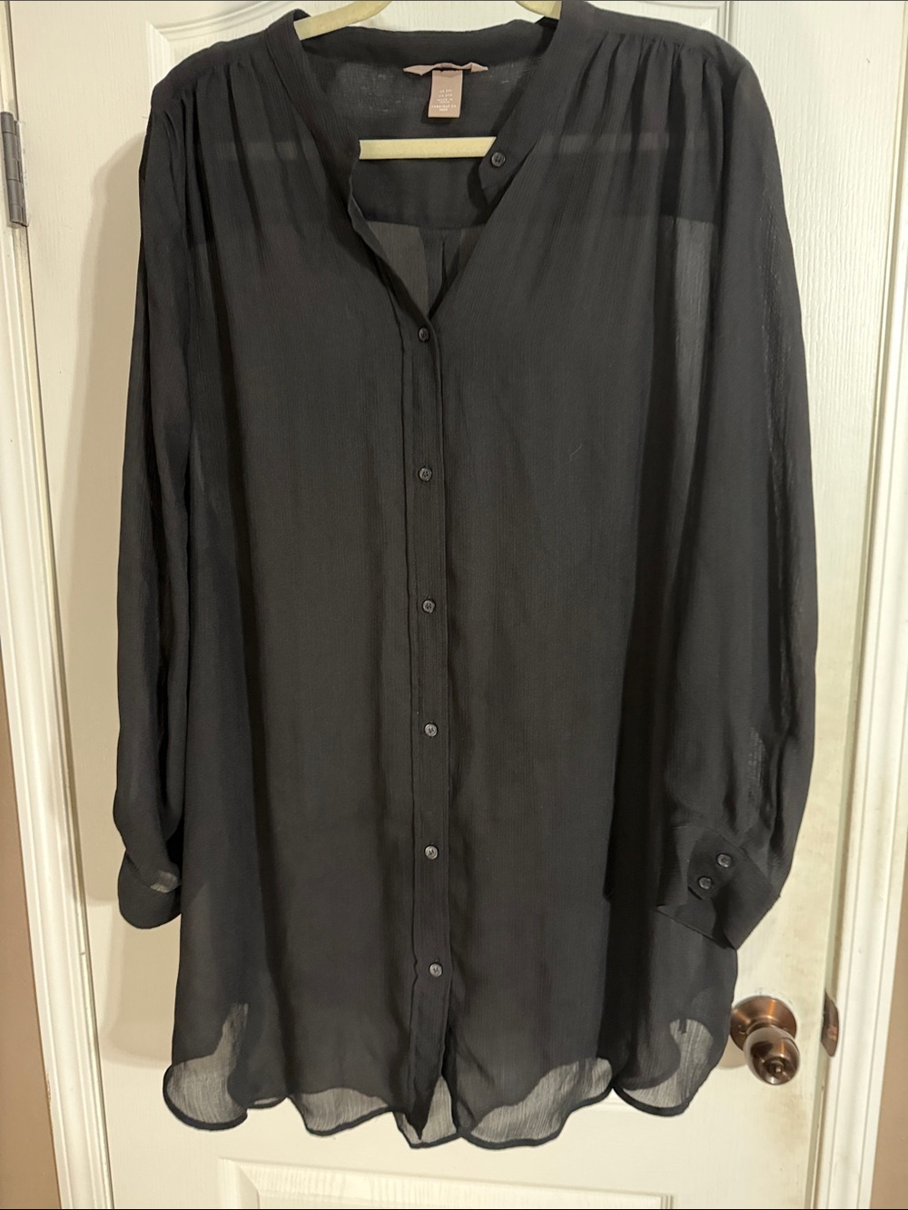 H&M Black Sheer Button-Down Blouse